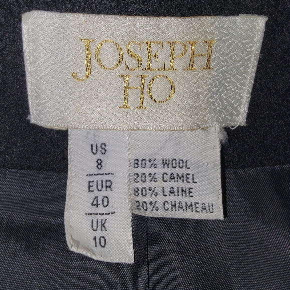 VTG Joseph Ho Double Breasted Wool Pea Coat with Camel Hair Cuffs Size 8 - Picture 3 of 4